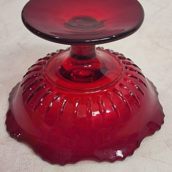 Vtg NEW MARTINSVILLE 3.5" Ruby Red Depression Footed Pedestal Dish - pls read - Picture 9 of 9